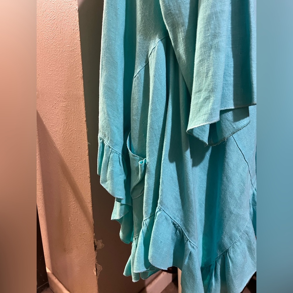 Heart’s Desire by Mary Grace Coastal Blue Ruffle Tunic Shirt Lagenlook XL - Picture 6 of 15
